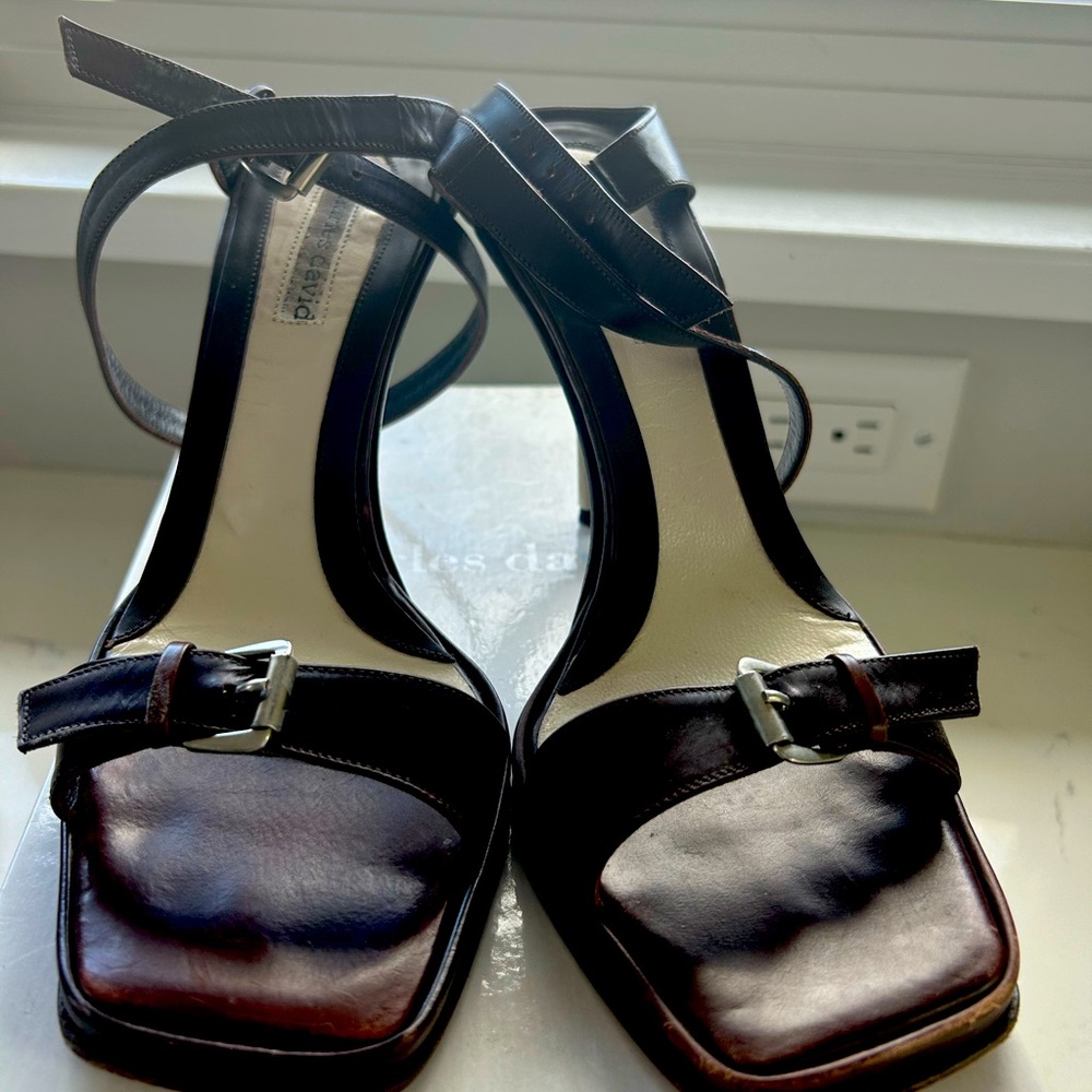 Vintage Charles David metal stiletto heels.
